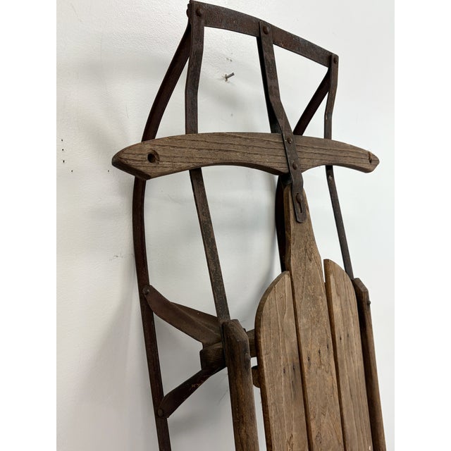 Vintage Wooden Flexible Flyer Style Sled For Sale - Image 12 of 16