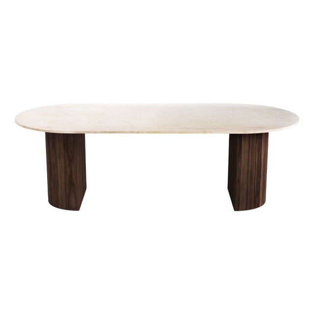 Refleko Crema Marble Dining Table from Stone Valley For Sale