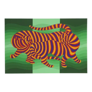 Two Tigers on Green, Victor Vasarely Screen Print