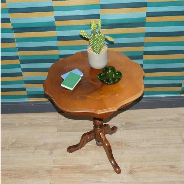 Brown Small Chippendale Side Table with Inlays, 1970s For Sale - Image 8 of 11