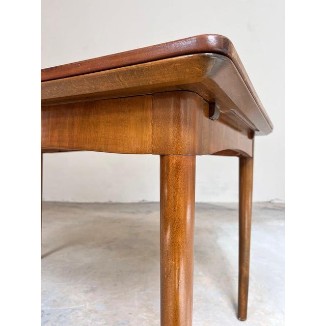 Extendable Dining Table with Teak Tabletop and Walnut Frame For Sale - Image 4 of 11