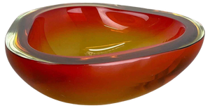 Murano Orange Glass Shell Bowl Vase, Murano, Italy, 1970s