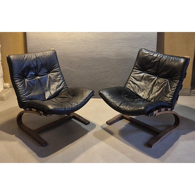 Scandinavian Kengu Lounge Chairs attributed to E. & N. Solheim for Rybo, 1970s, Set of 2 For Sale - Image 13 of 13