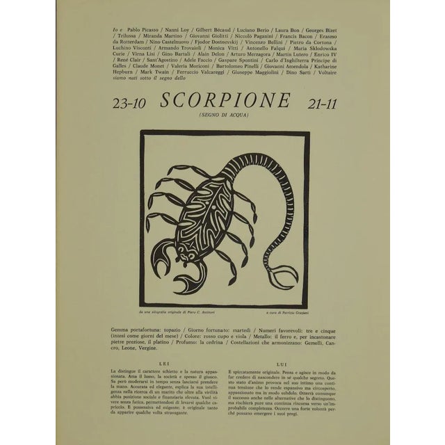 Piero C. Antinori, Scorpio, 1970s, Woodcut Print For Sale