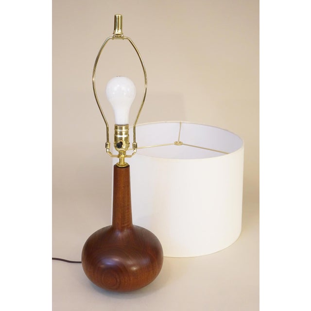 Wood 1960s Danish Mid Century Modern Turned Staved Walnut Genie Bottle Table Lamp 1960's Unused Nos New-Old-Stock Dansk For Sale - Image 7 of 7