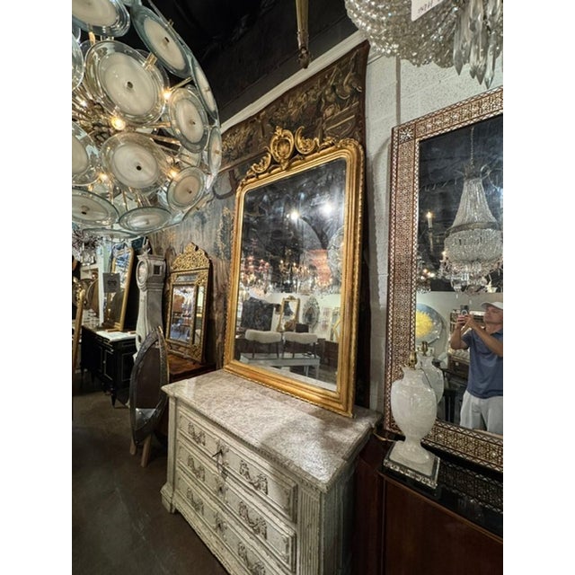 19th C. French Louis Philippe Mirror With Crest and Greek Key Pattern For Sale - Image 12 of 12