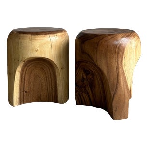 End of Sofa Stool or Side Table in Solid Monoxyl Suar Wood For Sale