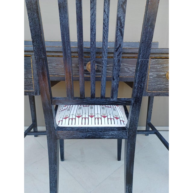 Vienna Secession Limed Oak Writing Desk and Chair, 1905, Set of 2 For Sale - Image 15 of 18