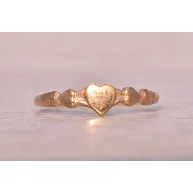 Gold Mid 20th Century the Taylor: Childs Yellow Gold Heart Ring, Size 1.25 For Sale - Image 8 of 10