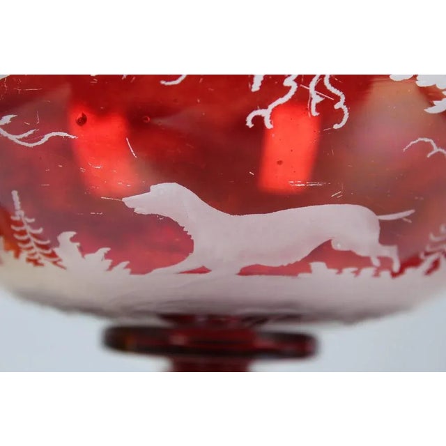 Bohemian Crystal Glass Set in Ruby Red and Yellow, 1880s, Set of 3 For Sale - Image 4 of 12