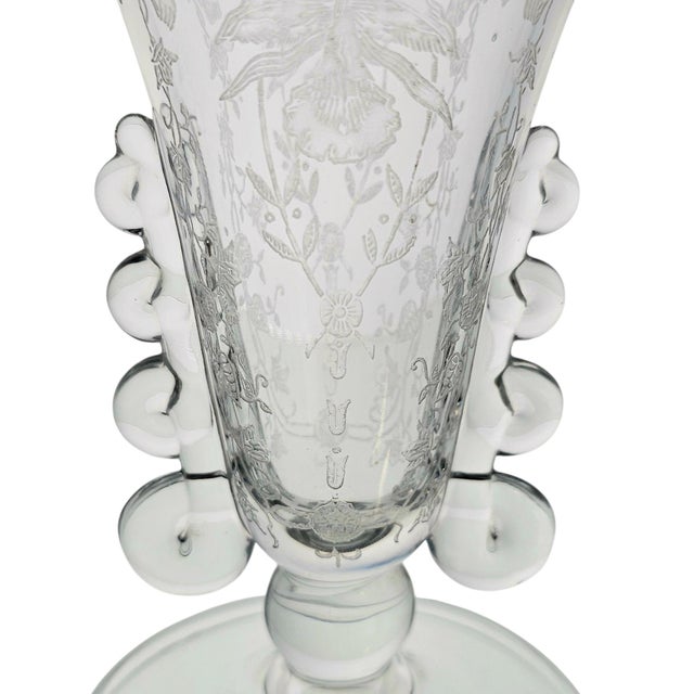 Glass Heisey Lariat Orchid Etched Footed Elegant Glass Vase 7" For Sale - Image 7 of 9