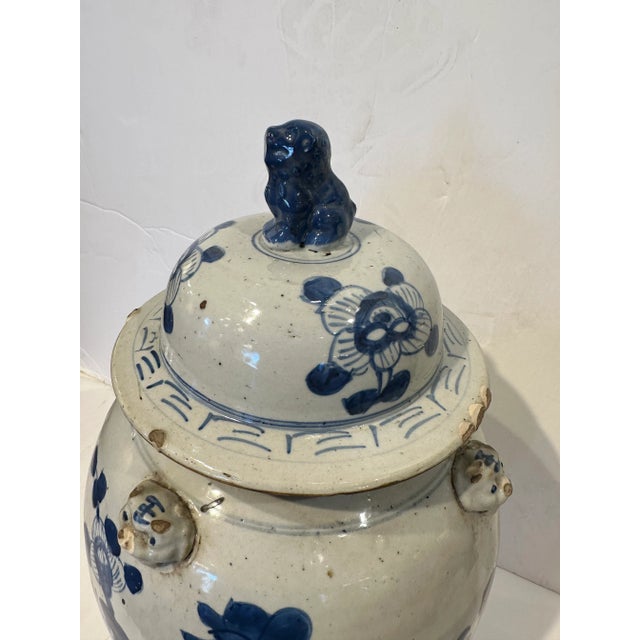 Blue and White Asian Jinger Jar For Sale - Image 4 of 9