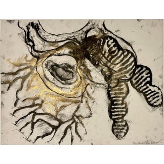 Michele Oka Doner, Original Drawing Painting Abstract Biomorphic Art Gold Leaf Michele Oka Doner, 2004 For Sale