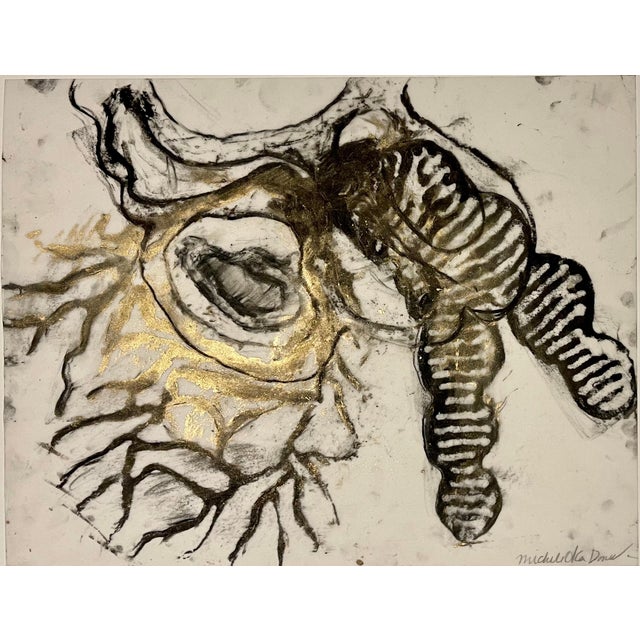 Michele Oka Doner, Original Drawing Painting Abstract Biomorphic Art Gold Leaf Michele Oka Doner, 2004 For Sale