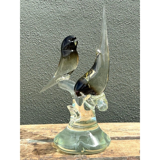 Vintage Italian Glass Lovebirds After Murano For Sale - Image 9 of 12