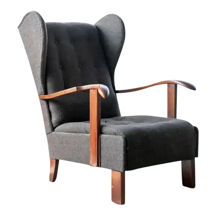 Danish Fritz Hansen Model 1582 Wingback Lounge Chair From