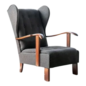 Danish Fritz Hansen Model 1582 Wingback Lounge Chair From the 1940's