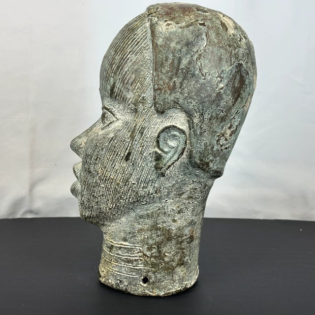 Early 20th Century Benin Patinated Bronze Head For Sale - Image 5 of 13