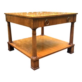 Vintage Baker Figured Walnut Neoclassical Side Table For Sale