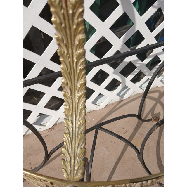 Maison Jansen Style French Neoclassical Brass & Wrought Iron Console With Cloven Hoof Feet For Sale - Image 12 of 13