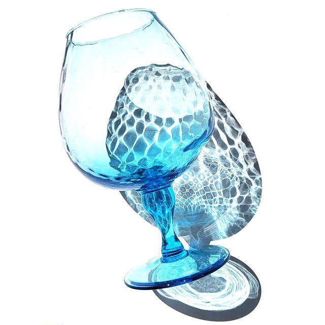 1960s Empoli Blue Stemmed Optic Glass Vase For Sale In Miami - Image 6 of 9