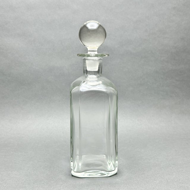 Vintage Minimalist Hand Blown Clear Glass Rectangular Decanter With ...