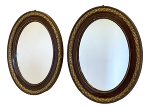 Vintage Oval Mirrors, 1920s, Set of 2
