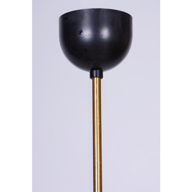 Mid-Century Chandelier in Brass and Opaline Glass, Czech, 1960s For Sale - Image 6 of 11