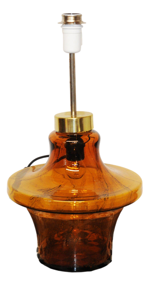 Two Bulb Amber Glass Table Lamp, 1970s