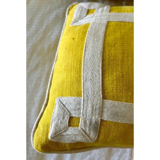 Early 21st Century Jonathan Adler Yellow Greek Key Decorative Pillow For Sale - Image 5 of 8
