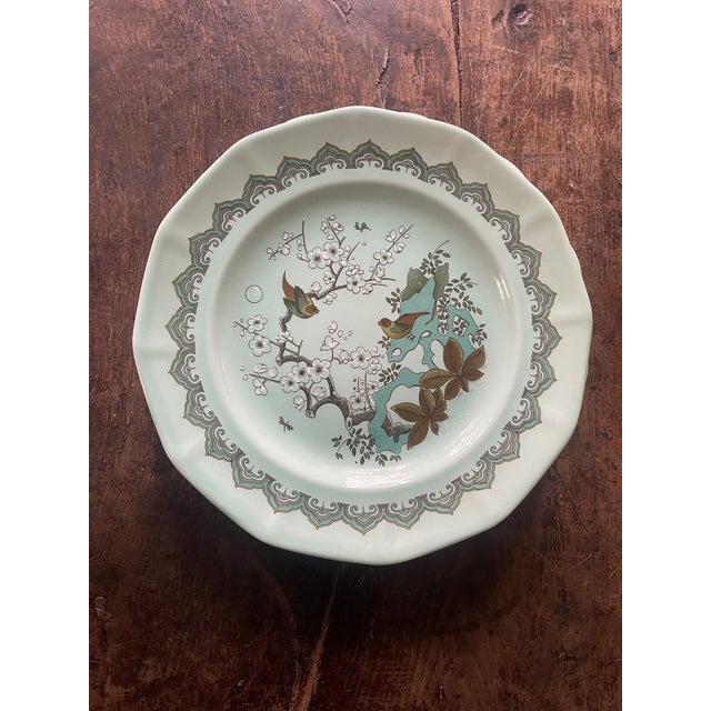 1950s Vintage English Ironstone Calyx Ware by Adams Chinoiserie Plates - Set of 6 For Sale - Image 5 of 12