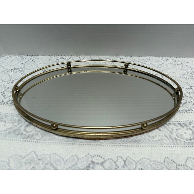 1960s Vintage Gold Toned Mirror Tray, Midcentury 1970s For Sale - Image 5 of 6