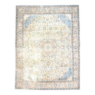 1970s Vintage Persian Handmade Wool Cotton Beige Area Rug For Sale