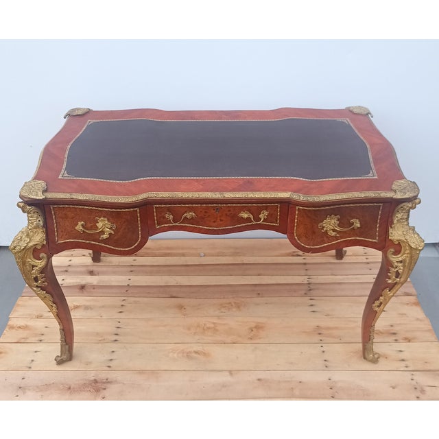 1910s French Louis XV Style Bureau Plat / Writing Desk For Sale - Image 9 of 16