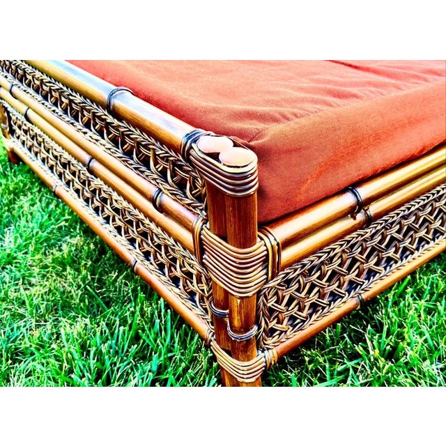 1970s Vintage 1970s Palm Beach Regency Split-Bamboo & Rattan Chaise Lounger For Sale - Image 5 of 11