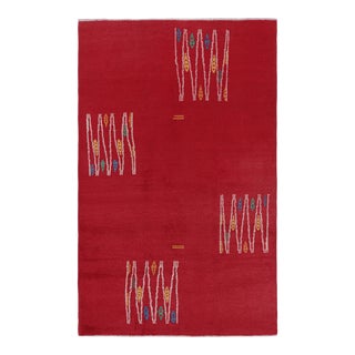 Vintage Turkish Rug in Red With Colorful Geometric Patterns, From Rug & Kilim For Sale