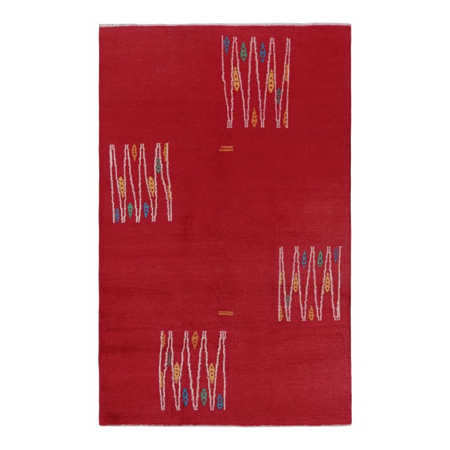 Vintage Turkish Rug in Red With Colorful Geometric Patterns, From Rug & Kilim For Sale