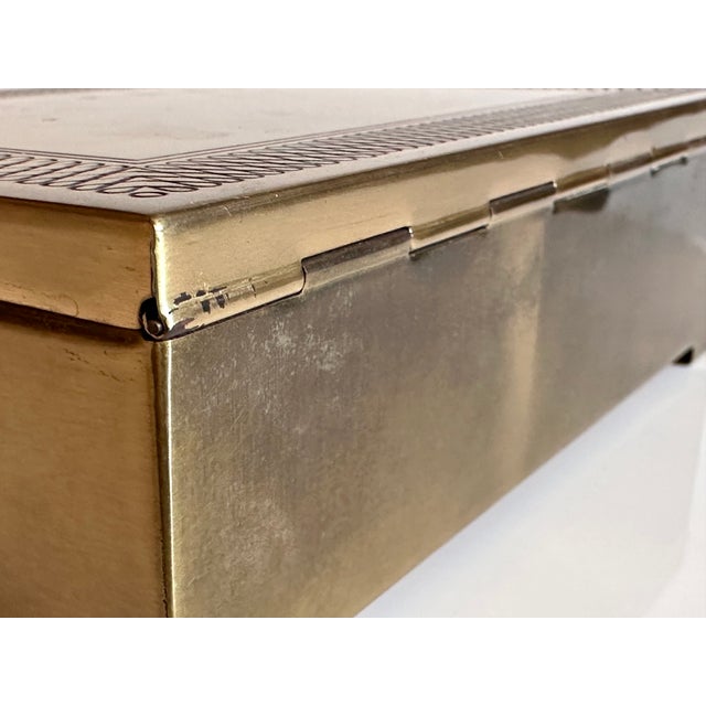Art Deco Cigarette Box or Jewelry Case in Brass and Cedar with Engraved Decor, Germany, 1920s For Sale - Image 9 of 18