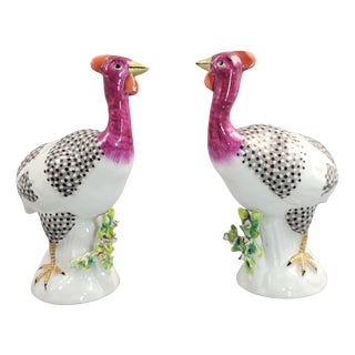 Guinea Fowl Figures from Samson, Paris, 1845, Set of 2 For Sale