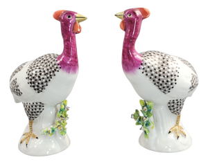 Guinea Fowl Figures from Samson, Paris, 1845, Set of 2