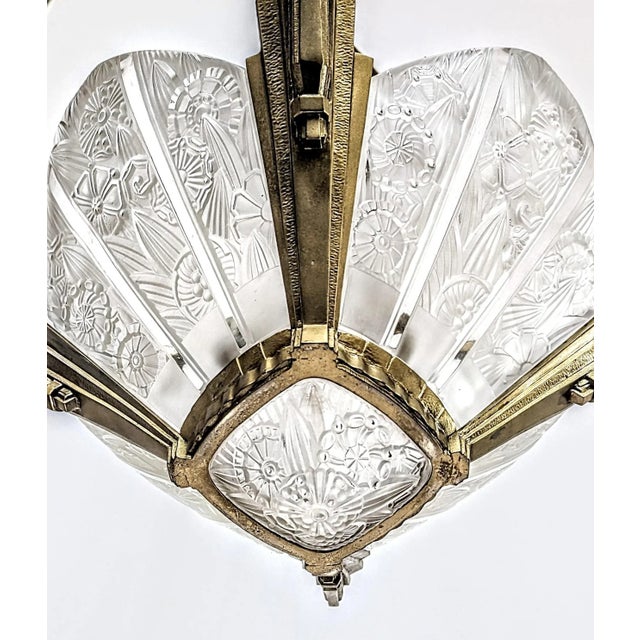 French Art Deco Chandelier Signed by Hettier Vincent For Sale In New York - Image 6 of 8