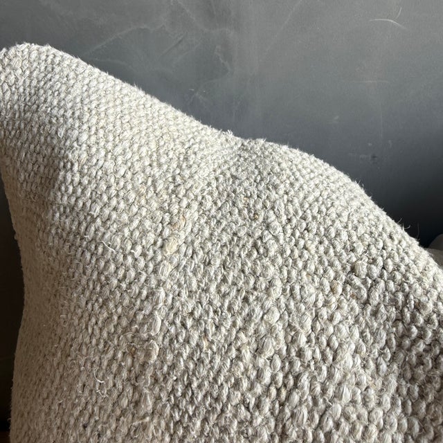 Mid-Century Modern Vintage Turkish Hemp Rug Pillow 18" X 28" With Down Insert For Sale - Image 3 of 8