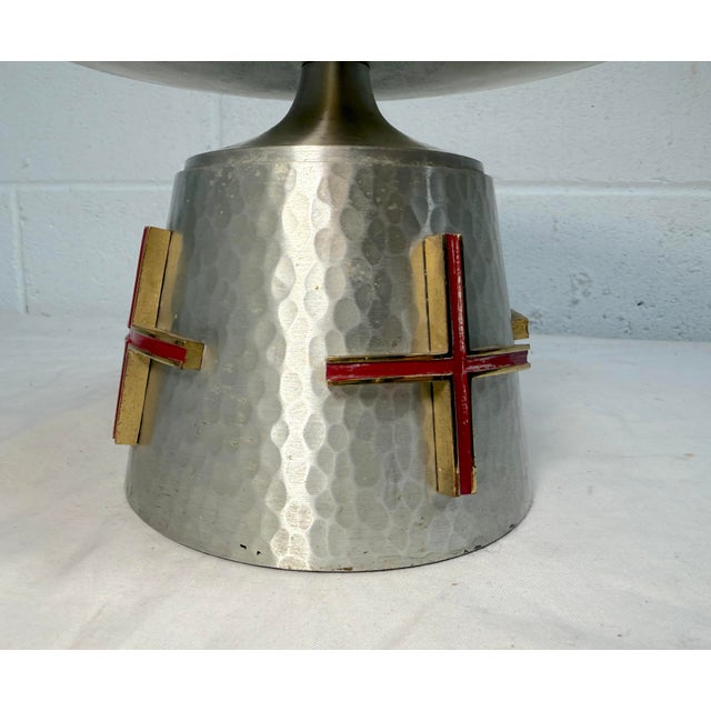 Metal Antique Enameled Bronze Christian Catholic Liturgical Vessel Altar Receiver Bowl For Sale - Image 7 of 9