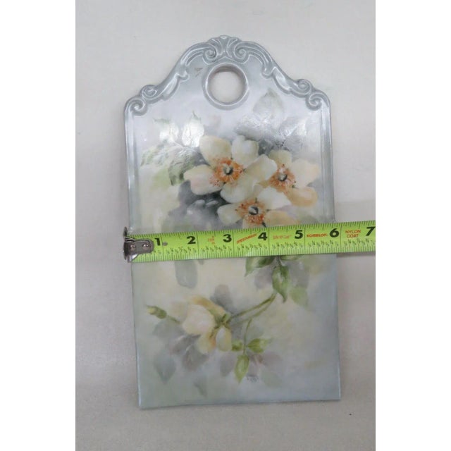 1990s Ceramic Blue Gradient Yellow Flowers Hand Painted Cutting Board For Sale - Image 5 of 10