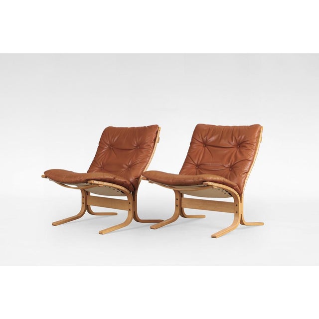 Cognac Leather Siesta Chairs by Ingmar Relling for Westnofa, Denmark, 1970s, Set of 2 For Sale - Image 5 of 5