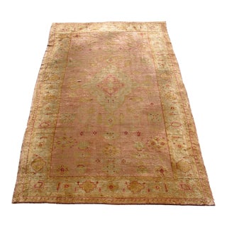 1850s Antique Tribal Turkish Oushak Rug - 12'10'' X 7'10'' For Sale