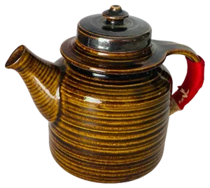 Teapot in Glazed Earthenware in Brown Color from Arabia, Finland