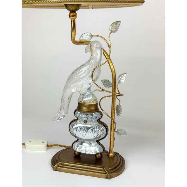 French Maison Bagues Rock Crystal Bird Table Lamps For Sale - Image 3 of 10