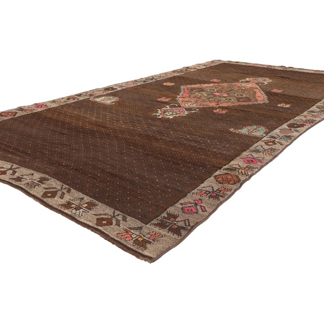 52314 Vintage Turkish Oushak Rug, 05'01 x 10'00. The Ember Bloom: A Vintage Turkish Oushak Gallery Rug of Subtle Splendor...