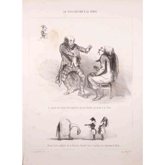 La Civilisation A La Porte is a lithograph on ivory-colored paper, realized by the French draftsman Paul Gavarni (alias...
